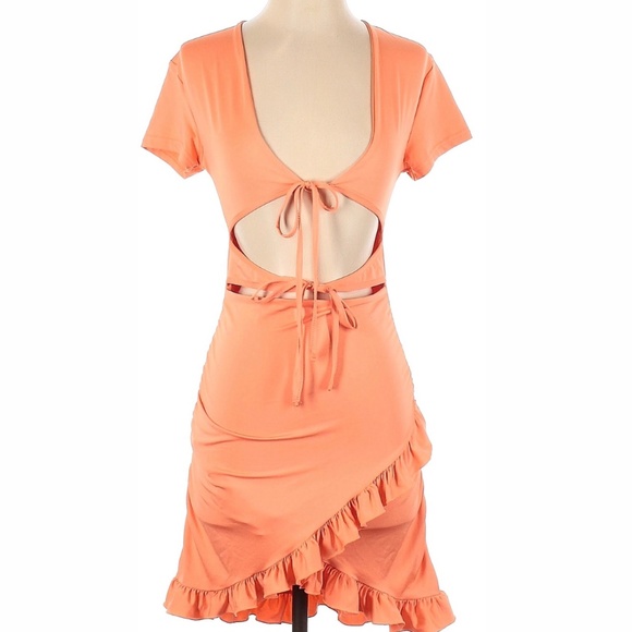 Salmon Colored Ruffle Minidress Size Small - Picture 1 of 6